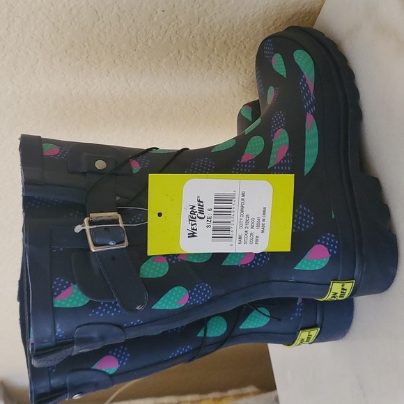 Name Your PRICE🔥Western Chief Indigo Dotty Downpour Rubber Rainboots size 6 - Picture 6 of 9